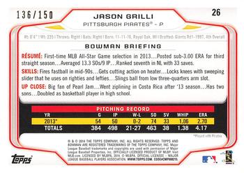 2014 Bowman - Green #26 Jason Grilli Back