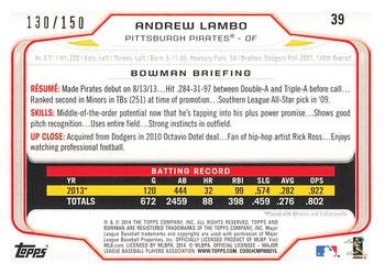 2014 Bowman - Green #39 Andrew Lambo Back
