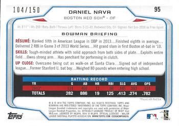 2014 Bowman - Green #95 Daniel Nava Back