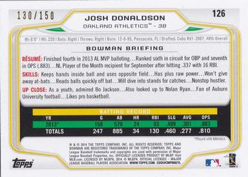 2014 Bowman - Green #126 Josh Donaldson Back