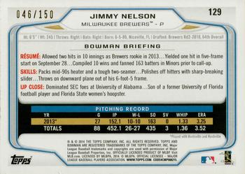 2014 Bowman - Green #129 Jimmy Nelson Back