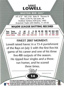 2008 Finest - Refractors #14 Mike Lowell Back