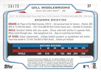 2014 Bowman - Silver #37 Will Middlebrooks Back