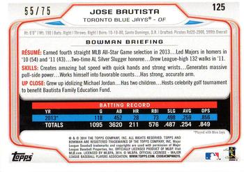 2014 Bowman - Silver #125 Jose Bautista Back