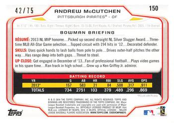 2014 Bowman - Silver #150 Andrew McCutchen Back