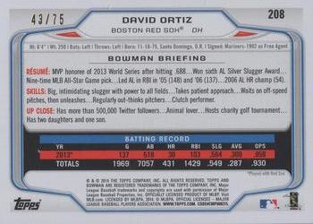 2014 Bowman - Silver #208 David Ortiz Back