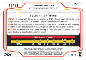 2014 Bowman - Gold #26 Jason Grilli Back
