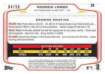 2014 Bowman - Gold #39 Andrew Lambo Back