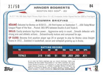 2014 Bowman - Gold #84 Xander Bogaerts Back