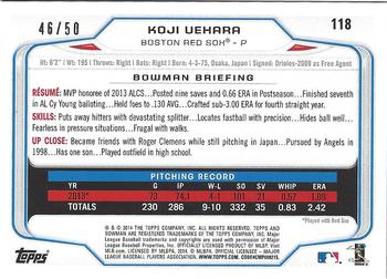 2014 Bowman - Gold #118 Koji Uehara Back