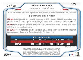 2014 Bowman - Gold #143 Jonny Gomes Back