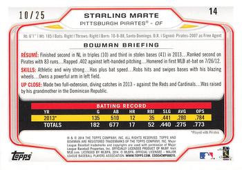 2014 Bowman - Black #14 Starling Marte Back