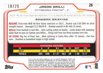 2014 Bowman - Black #26 Jason Grilli Back