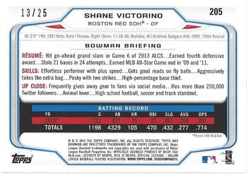 2014 Bowman - Black #205 Shane Victorino Back