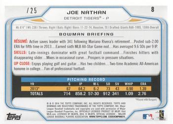 2014 Bowman - Black #8 Joe Nathan Back