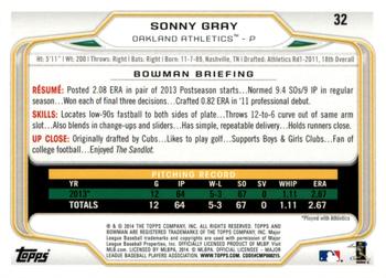2014 Bowman - Hometown #32 Sonny Gray Back
