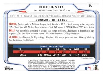 2014 Bowman - Hometown #67 Cole Hamels Back