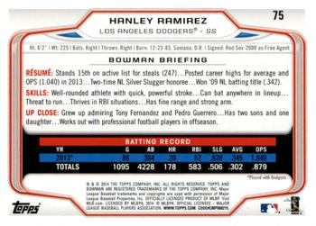 2014 Bowman - Hometown #75 Hanley Ramirez Back