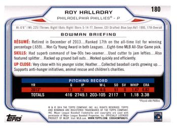 2014 Bowman - Hometown #180 Roy Halladay Back