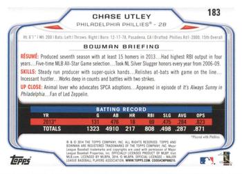2014 Bowman - Hometown #183 Chase Utley Back
