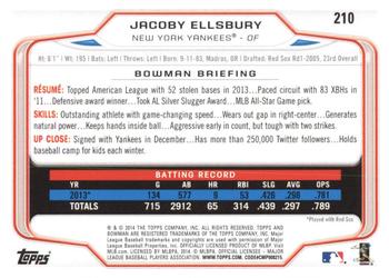 2014 Bowman - Hometown #210 Jacoby Ellsbury Back