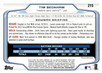 2014 Bowman - Hometown #215 Tim Beckham Back