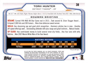2014 Bowman - Hometown #38 Torii Hunter Back