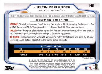 2014 Bowman - Hometown #146 Justin Verlander Back