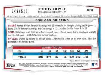 2014 Bowman - Prospects Blue #BP94 Bobby Coyle Back