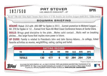 2014 Bowman - Prospects Blue #BP95 Pat Stover Back
