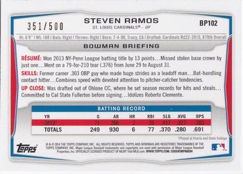 2014 Bowman - Prospects Blue #BP102 Steven Ramos Back