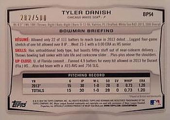 2014 Bowman - Prospects Blue #BP54 Tyler Danish Back