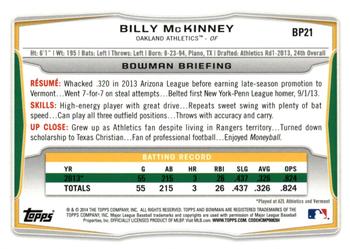 2014 Bowman - Prospects Hometown #BP21 Billy McKinney Back