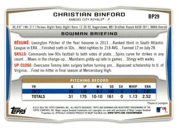 2014 Bowman - Prospects Hometown #BP29 Christian Binford Back