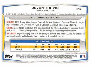 2014 Bowman - Prospects Hometown #BP33 Devon Travis Back