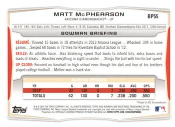 2014 Bowman - Prospects Hometown #BP55 Matt McPhearson Back