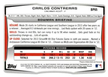 2014 Bowman - Prospects Hometown #BP65 Carlos Contreras Back