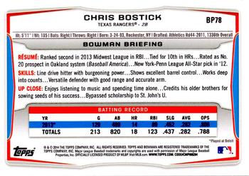2014 Bowman - Prospects Hometown #BP78 Chris Bostick Back