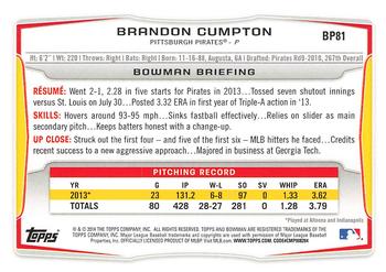 2014 Bowman - Prospects Hometown #BP81 Brandon Cumpton Back