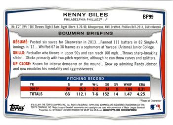 2014 Bowman - Prospects Hometown #BP99 Kenny Giles Back