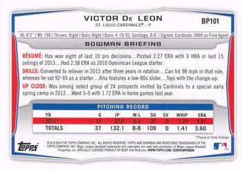 2014 Bowman - Prospects Hometown #BP101 Victor De Leon Back