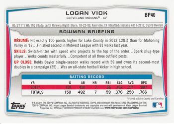 2014 Bowman - Prospects Hometown #BP40 Logan Vick Back