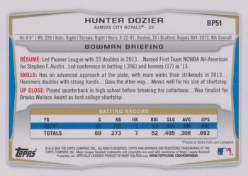 2014 Bowman - Prospects Hometown #BP51 Hunter Dozier Back