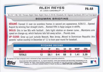 2014 Bowman - Prospect Autographs #PA-AR Alex Reyes Back