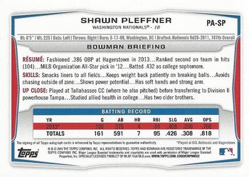 2014 Bowman - Prospect Autographs #PA-SP Shawn Pleffner Back