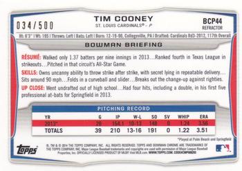 2014 Bowman - Chrome Prospects Refractors #BCP44 Tim Cooney Back