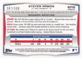 2014 Bowman - Chrome Prospects Refractors #BCP102 Steven Ramos Back