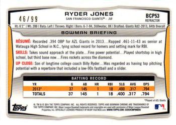 2014 Bowman - Chrome Prospects Black Refractors #BCP53 Ryder Jones Back
