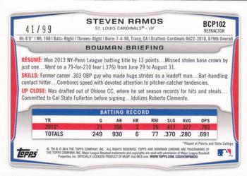 2014 Bowman - Chrome Prospects Black Refractors #BCP102 Steven Ramos Back