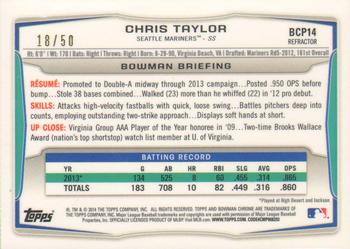 2014 Bowman - Chrome Prospects Gold Refractors #BCP14 Chris Taylor Back